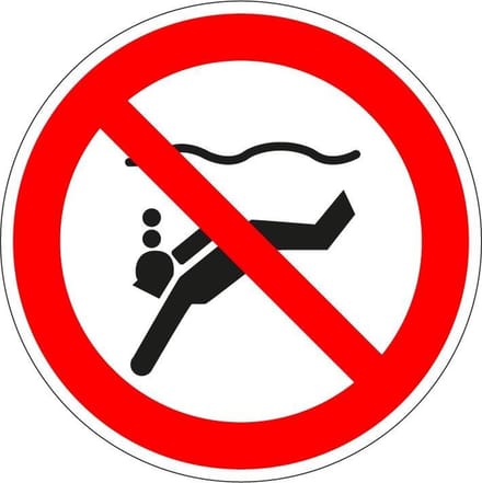 Verboden diepzee te duiken sticker - ISO 7010 - P051 100 mm