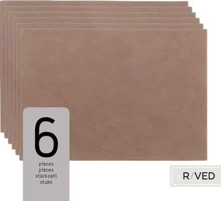 Raved Placemats - Set van 6 Stuks - Vera - Taupe - Kunststof - Eettafel - Onderlegger - Waterafstotend