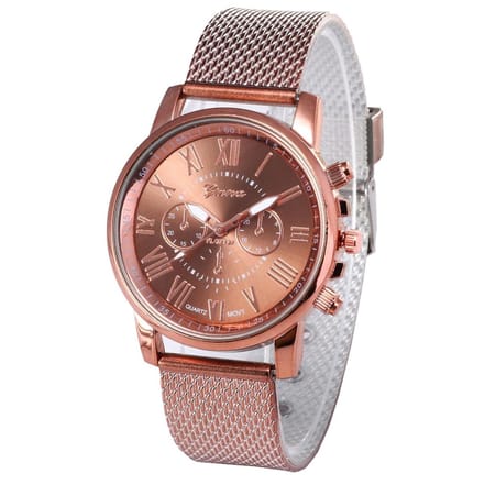 Fako - Horloge - Geneva - Roman - Mesh Look - 40mm - Bruin