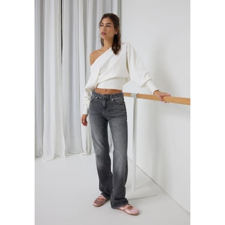 Stradivarius D98 jeans recht model vintage effect  DONKERGRIJZE DENIM WASSING 36