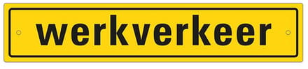 Bordje werkverkeer met zuignapjes 400 x 80 mm