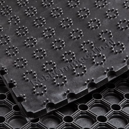 Rubbermat - Rubber Ringmat met Gesloten bodem - - 100x100x2,2cm - werkplaatsmat - entreemat - schoonloopmat