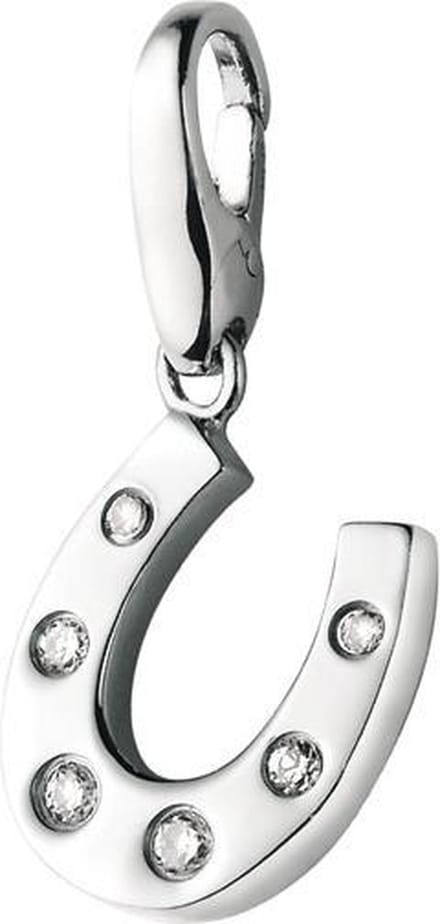 Charm | bedel |zilver | hoefijzer | zirkonia | hanger | geluk