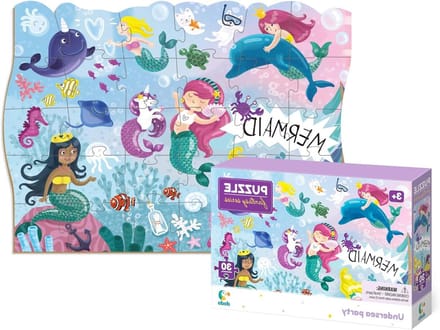 Zeemeerminnen Legpuzzel - Kinderpuzzel Educatief - Kind Ontwikkeling - 30 Stukjes Rechthoekig - 21 x 14 cm - Multicolor