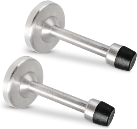 Deurstoppers RVS - Deurhouders Muur - Muren Beschermen - Met Rubberen Bumper - 10 cm - Gevlekt