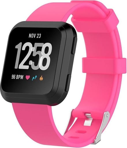 KELERINO. Siliconen bandje voor Fitbit Versa met gespsluiting - Magenta - Small