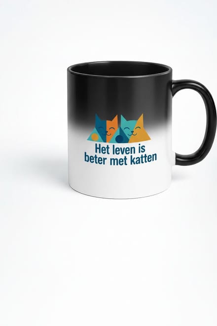 Magische Katten Mok - Het Leven is Beter met Katten Warmtegevoelige Mok