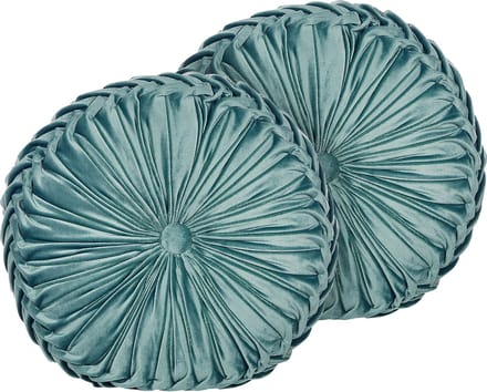 UDALA - Sierkussen set van 2 - Blauwgroen - Fluweel