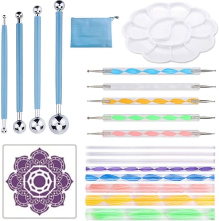 Dotting Tools Mandala set - inclusief Sjabloon - 20 onderdelen