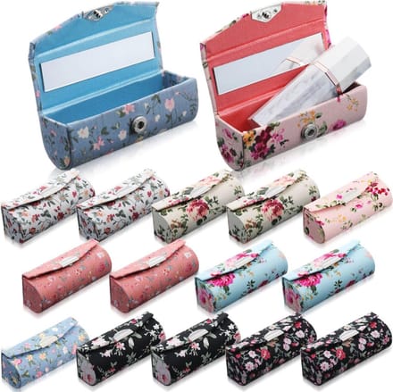 16 Stuks Lippenstift Hoesje met Spiegel - Fleurige en Functionele Organizer voor Cosmetica
