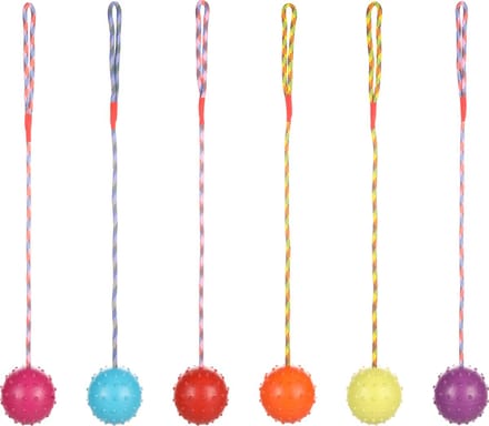 Flamingo Hondenspeelgoed rubber bal met touw - Multi - 60 x 8 x 8 cm