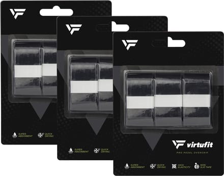 VirtuFit Pro Padel Overgrip - Zwart - Set van 9 - Vochtabsorberend PU-materiaal