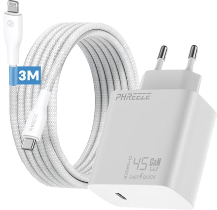 Phreeze usb C oplader met 3m kabel geschikt voor iPhone 14 13 12 11 en iPad - Power Delivery snellader