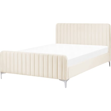 LUNAN - Tweepersoonsbed - Lichtbeige - 140 x 200 cm - Fluweel