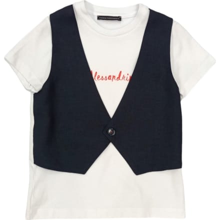 Daniele Alessandrini - Wit T-shirt met blauw vest 1296M00073
