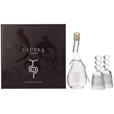 U'Luvka Vodka 40% Vol. 0,1l in geschenkverpakking met 2 Bril