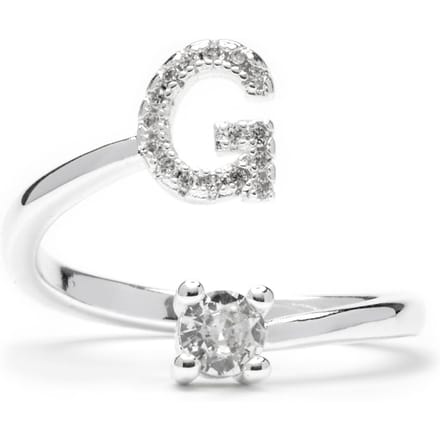 Luxenter Ring met glanzende zirkonia, zilveren afwerking - Alphabet