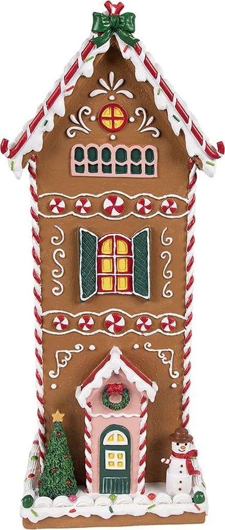 Clayre & Eef Gingerbread house 17x14x40 cm Bruin Kunststof