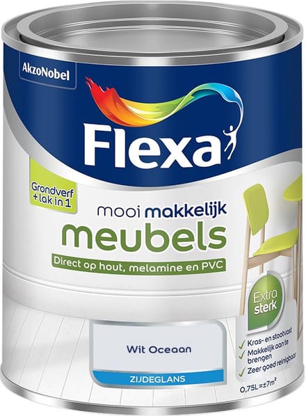 Flexa - Mooi Makkelijk Meubels Zijdeglans - Wit Oceaan - Mengverf - 750 Ml