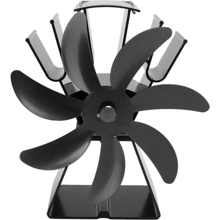 7 Bladen Warmte Aangedreven Kachelventilator Stille Werking Haardventilator Aluminiumlegering Houtkachelventilator zwart