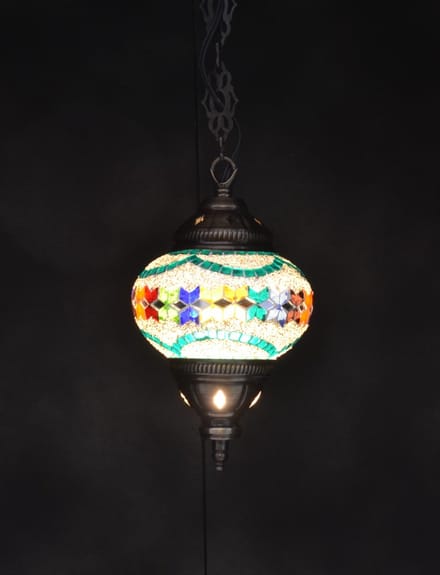 Oosterse lamp - hanglamp multicolour - 1 stuk - handgemaakt mozaïek glas
