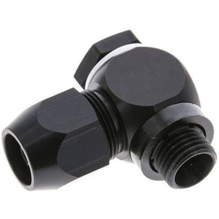 12x6mm & G1/4'' Aluminium L-Vorm Knelfitting Buitendraad 10bar Kunststof en Polyamide