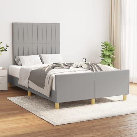 vidaXL - Bedframe - zonder - matras - 120x190 - cm - stof - lichtgrijs
