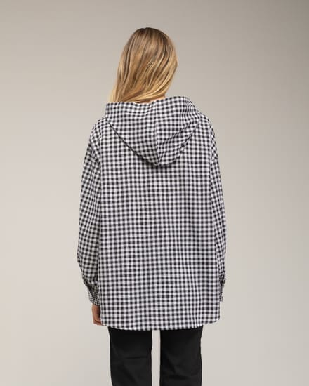 Oversized gingham overhemd met capuchon