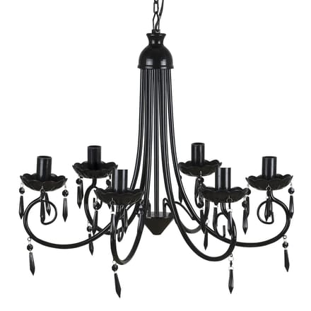 vidaXL - Plafondlamp - kroonluchter - 6 - lampjes - zwart