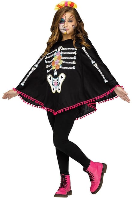 Dia de los Muertos poncho voor kinderen