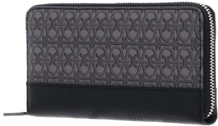 COCCINELLE Leren portemonnee Coated Monogram Zip Around Wallet Multi Noir / Noir zwart