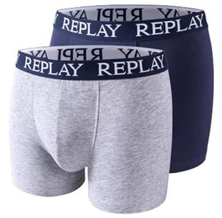Replay Men´s Boxer Short (2 Pair Box) RP101005 - Grey Melange/Indigo - S