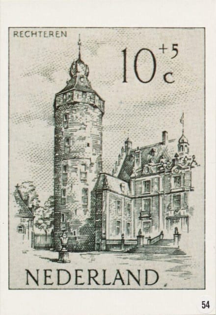 Briefkaart met afbeelding Kasteel Rechteren bij Dalfsen postzegel