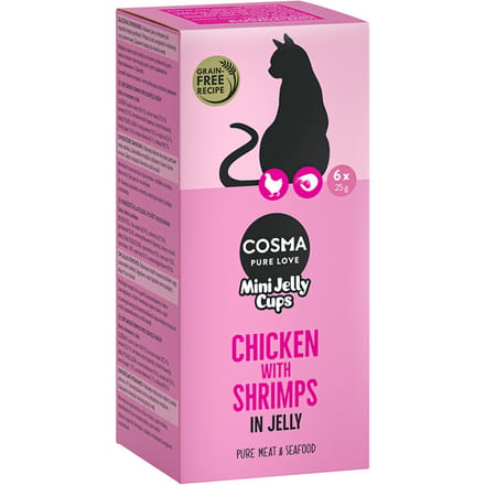 Cosma Mini Jelly Cups 24 x 25 g  - Kip/Garnalen