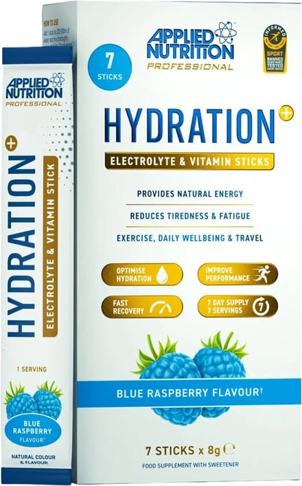 Applied Nutrition Hydration+ Electrolyte & Vitamin Sticks (7x8g) Blue Raspberry - Energie & Uithoudingsvermogen - Elektrolyten