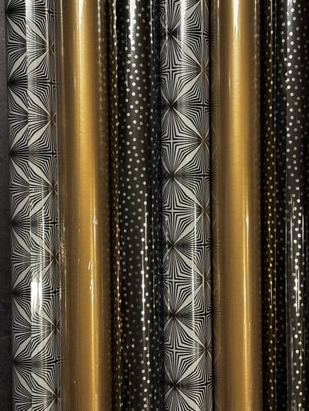 cadeaupapier op rol Goud Zwart 6 rollen – Inpakpapier