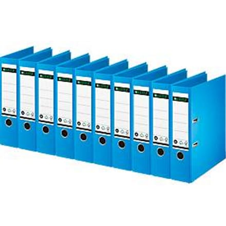 LEITZ® ordner 1007/1008, A4, rugbreedte 80 mm, 10 stuks, lichtblauw