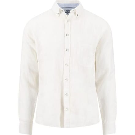 Fynch-Hatton Overhemd Premium Solid Linnen Button-Down Wit / male