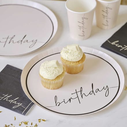 Ginger Ray - Ginger Ray - Borden champagne noir Happy Birthday