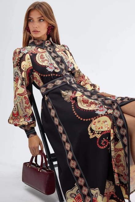 Patroon Maxi-jurk met Riem