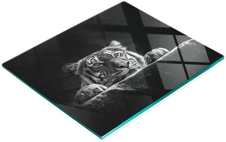 Serveerplank van gehard glas met tijgerafbeeldingen, 60x52 cm