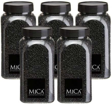 Mica Decorations decoratie stenen/granulaat - 5x - 650ml - zwart - hobby steentjes