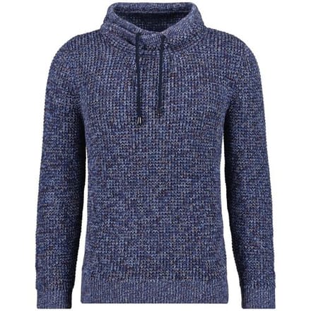 Ragman Trui Texture Knit Stand Up Maseltov Drawstring Collar Night Blue-Grey / male