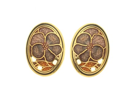 Behave - Oorringen dames - bloemmotief - bruin - 2 cm - retro ovaal