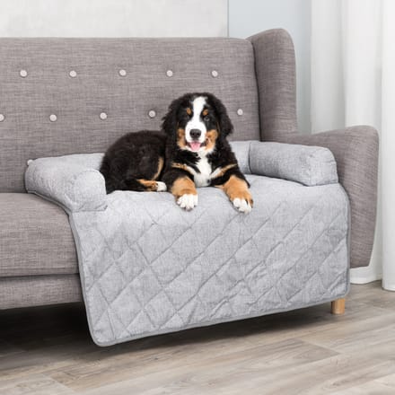 Trixie Sofa Mand Nero met Meubelbeschermer – Grijs, Quiltpatroon