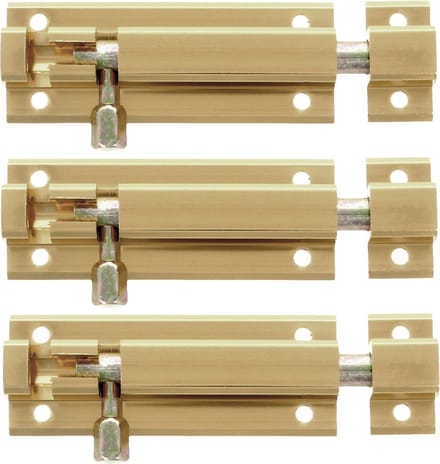 AMIG schuifslot - 6x - aluminium - 8 cm - goudkleur - deur - schutting - raam