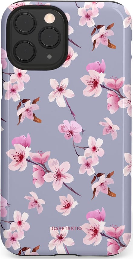 Casetastic hoesje geschikt voor Apple iPhone 11 Pro - Dubbellaagse bescherming - Bloemsem Bries - Fashion Case - Zilver Lichtroze Lila