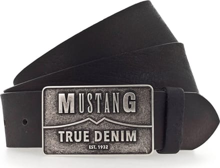 MUSTANG Leren Riem Classic Leather Belt W85 Black Zwart