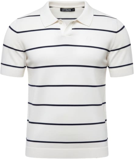 OMBRE Polo - Regular Fit - Viscose - Korte Mouw Wit / Donkerblauw S