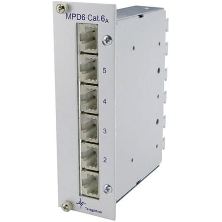 Telegärtner 100006991 6 poorten Netwerkpatchpaneel CAT 6A 3 HE Ingericht